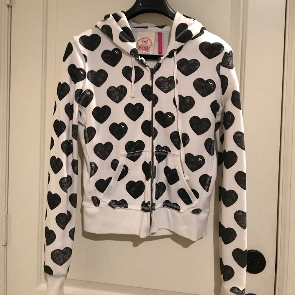 COPY - Black & white Heart Pink Hoodie Size large